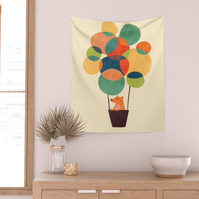 Whimsical Hot Air Balloon Wall Tapestry Gallery Image 2