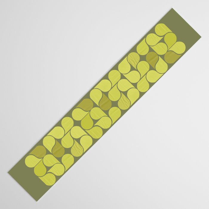 Bright Yellow Teardrop Pattern on Olive Green Table Runner Gallery Image 3