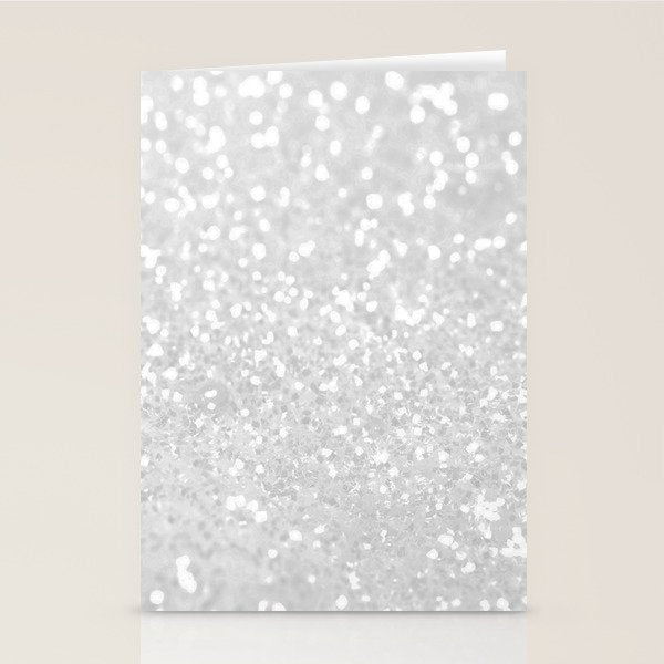 Chic elegant glamour white faux glitter Stationery Card Gallery Image 1