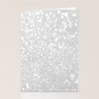 Chic elegant glamour white faux glitter Stationery Card Gallery Image 2