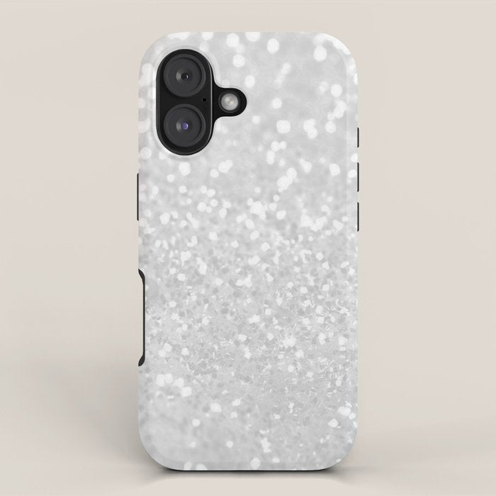 Chic elegant glamour white faux glitter iPhone Case Gallery Image 1