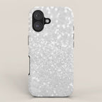 Chic elegant glamour white faux glitter iPhone Case Gallery Image 1