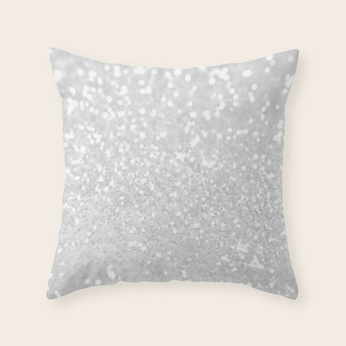 Chic elegant glamour white faux glitter Throw Pillow Gallery Image 6