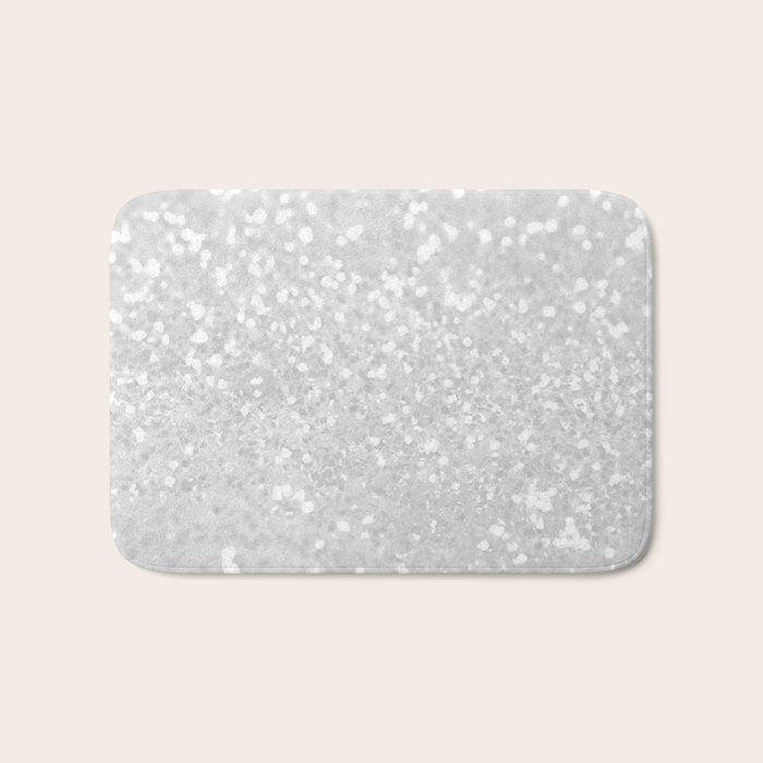 Chic elegant glamour white faux glitter Bath Mat Gallery Image 1