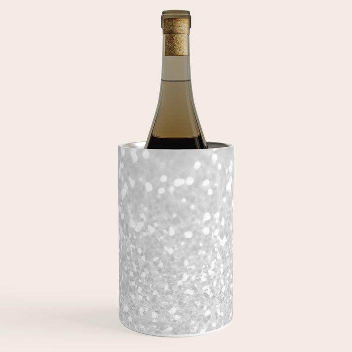 Chic elegant glamour white faux glitter Wine Chiller Gallery Image 3