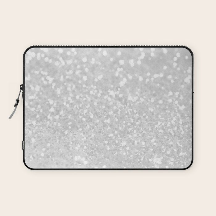 Chic elegant glamour white faux glitter Laptop Sleeve Gallery Image 1