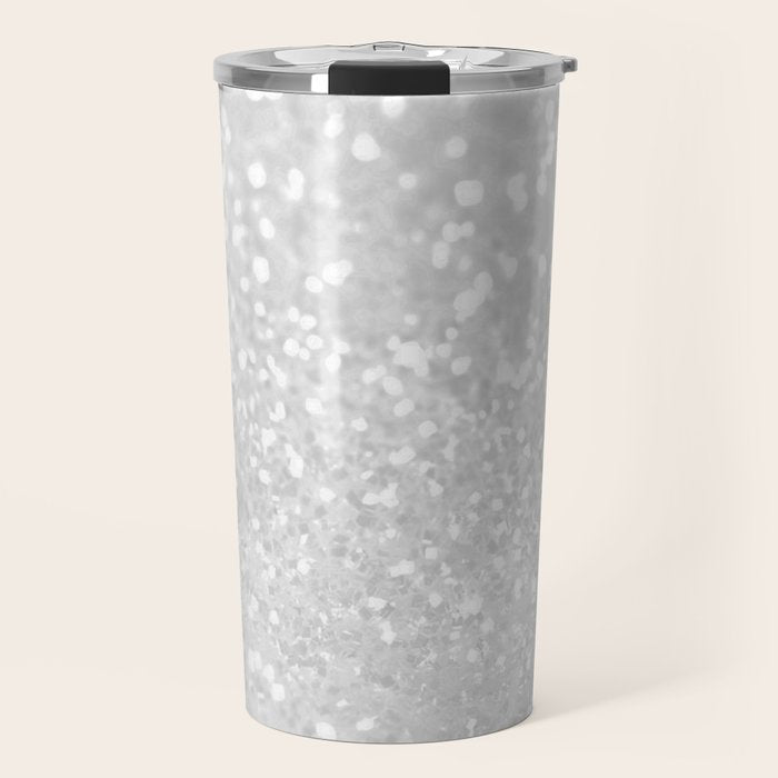 Chic elegant glamour white faux glitter Travel Mug Gallery Image 1