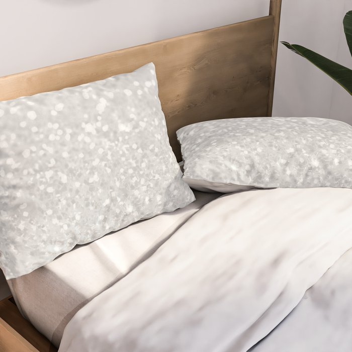 Chic elegant glamour white faux glitter Pillow Sham Gallery Image 2