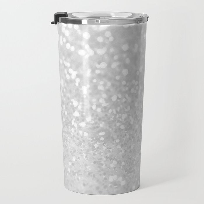 Chic elegant glamour white faux glitter Travel Mug Gallery Image 3