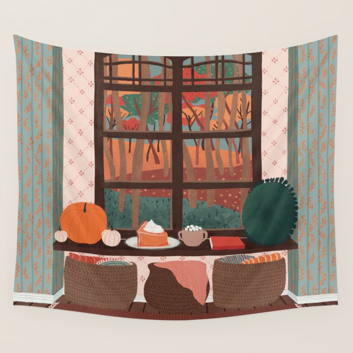 hello autumn I love you Wall Tapestry Gallery Image 4