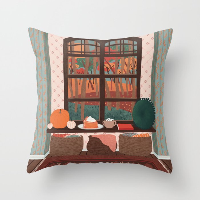 hello autumn I love you Throw Pillow Gallery Image 1