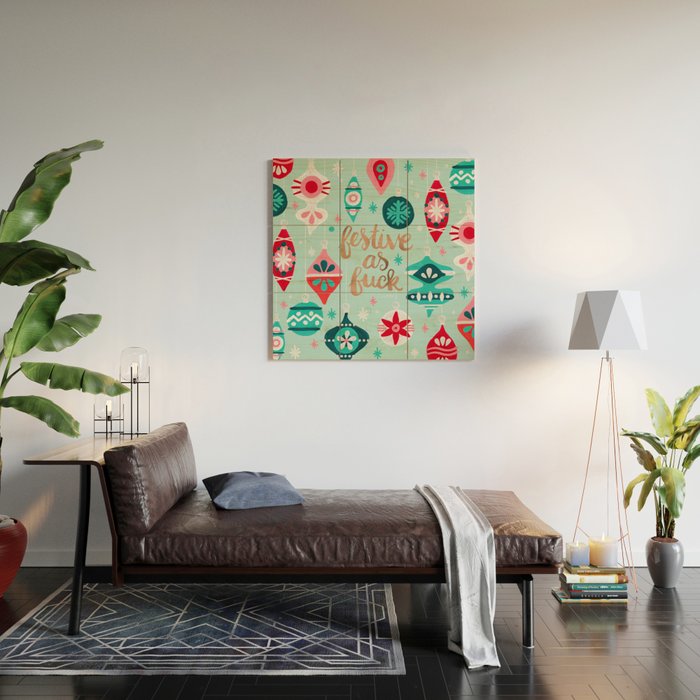 Festive As Fuck - Mint Palette Wood Wall Art Gallery Image 2