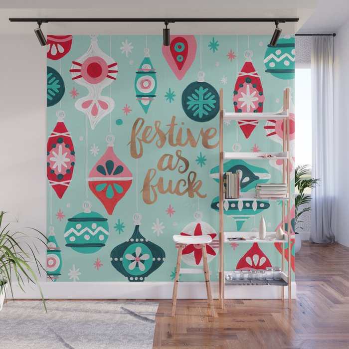 Festive As Fuck - Mint Palette Wall Mural Gallery Image 1