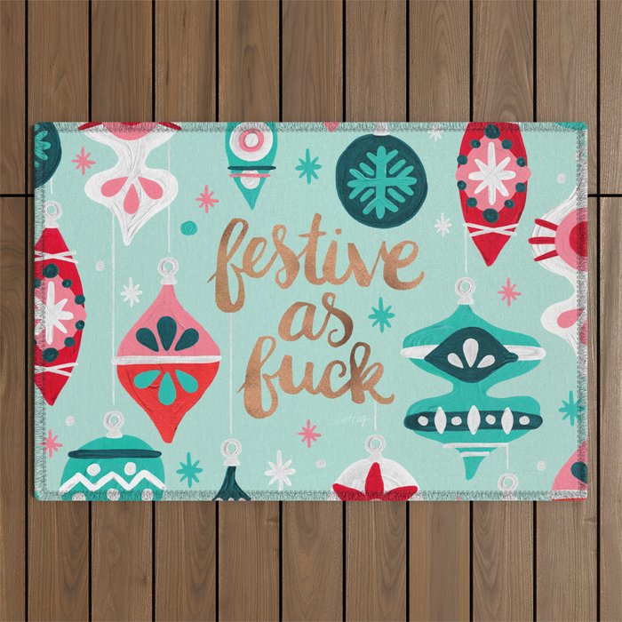 Festive As Fuck - Mint Palette Outdoor Rug Gallery Image 1