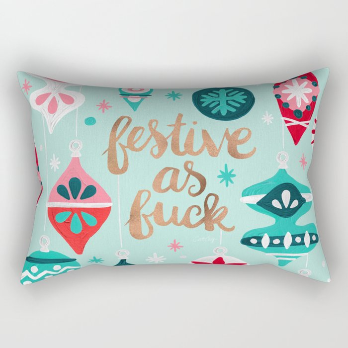 Festive As Fuck - Mint Palette Rectangular Pillow Gallery Image 1