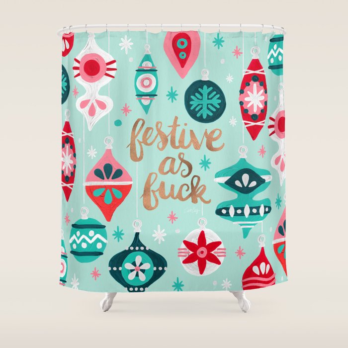 Festive As Fuck - Mint Palette Shower Curtain Gallery Image 1