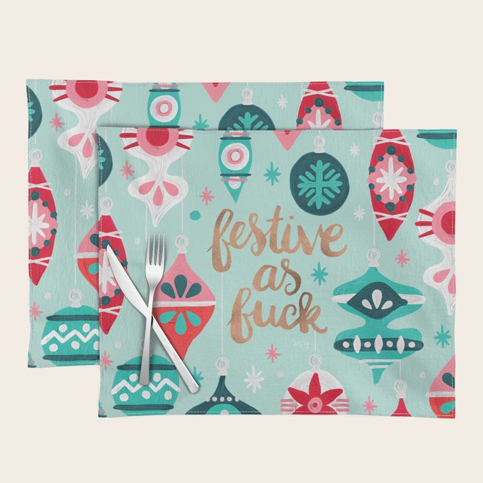Festive As Fuck - Mint Palette Placemat Gallery Image 1