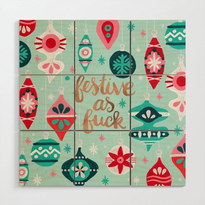 Festive As Fuck - Mint Palette Wood Wall Art Gallery Image 1
