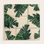 Banana Leaf Watercolor Painting, Tropical Nature Botanical Palm Illustration Bohemian Minimal Luxe Wood Wall Art Gallery Image 1