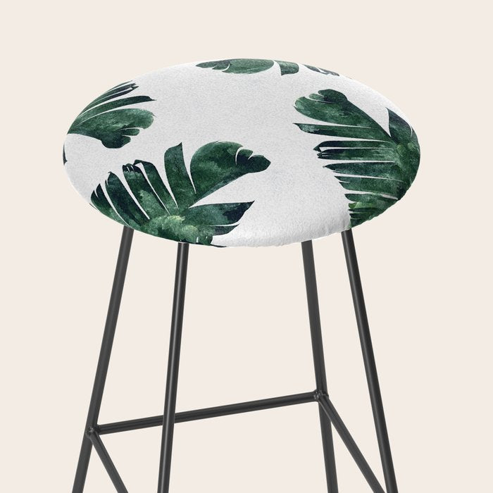 Banana Leaf Watercolor Painting, Tropical Nature Botanical Palm Illustration Bohemian Minimal Luxe Stool Gallery Image 2