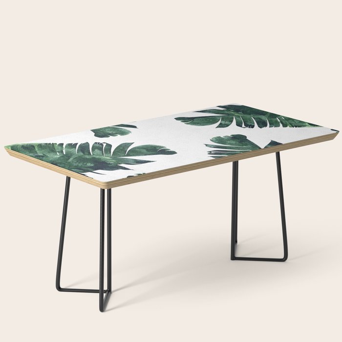 Banana Leaf Watercolor Painting, Tropical Nature Botanical Palm Illustration Bohemian Minimal Luxe Coffee Table Gallery Image 1