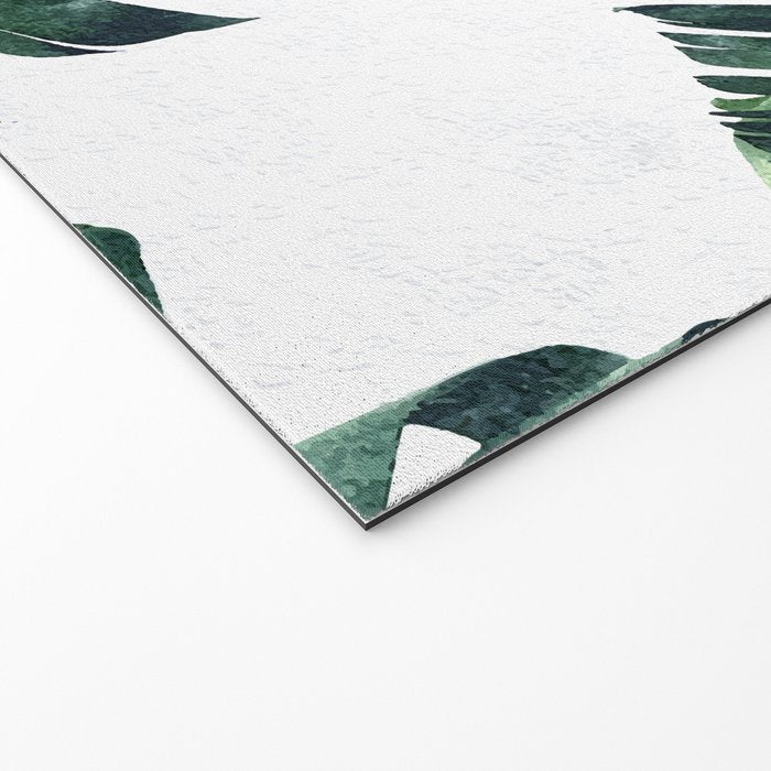 Banana Leaf Watercolor Painting, Tropical Nature Botanical Palm Illustration Bohemian Minimal Luxe Welcome Mat Gallery Image 2