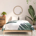 Banana Leaf Watercolor Painting, Tropical Nature Botanical Palm Illustration Bohemian Minimal Luxe Comforter Gallery Image 3