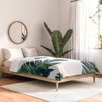 Banana Leaf Watercolor Painting, Tropical Nature Botanical Palm Illustration Bohemian Minimal Luxe Comforter Gallery Image 2