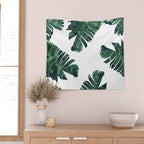 Banana Leaf Watercolor Painting, Tropical Nature Botanical Palm Illustration Bohemian Minimal Luxe Wall Tapestry Gallery Image 2