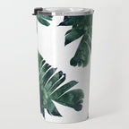Banana Leaf Watercolor Painting, Tropical Nature Botanical Palm Illustration Bohemian Minimal Luxe Travel Mug Gallery Image 3