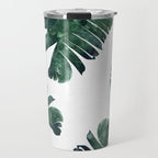 Banana Leaf Watercolor Painting, Tropical Nature Botanical Palm Illustration Bohemian Minimal Luxe Travel Mug Gallery Image 1