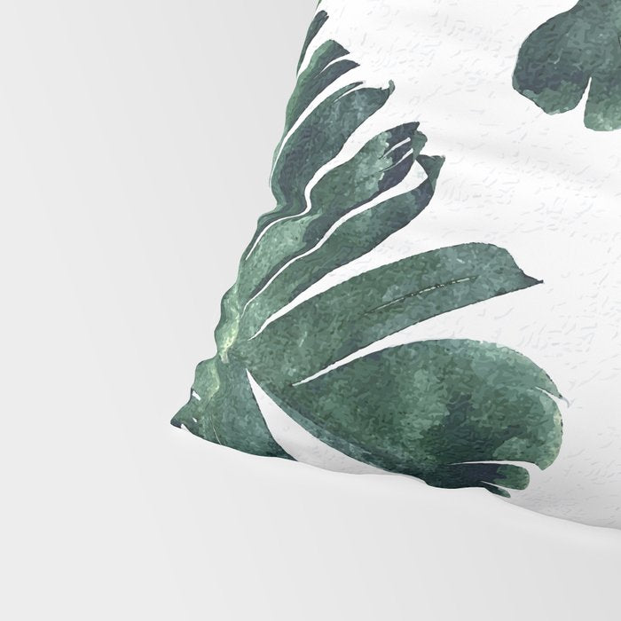 Banana Leaf Watercolor Painting, Tropical Nature Botanical Palm Illustration Bohemian Minimal Luxe Pillow Sham Gallery Image 4