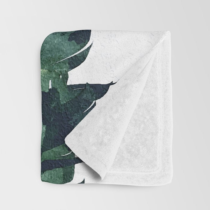 Banana Leaf Watercolor Painting, Tropical Nature Botanical Palm Illustration Bohemian Minimal Luxe Throw Blanket Gallery Image 3