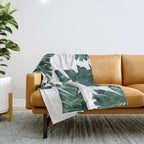 Banana Leaf Watercolor Painting, Tropical Nature Botanical Palm Illustration Bohemian Minimal Luxe Throw Blanket Gallery Image 1
