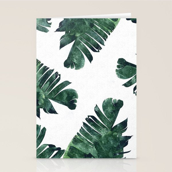 Banana Leaf Watercolor Painting, Tropical Nature Botanical Palm Illustration Bohemian Minimal Luxe Stationery Card Gallery Image 1