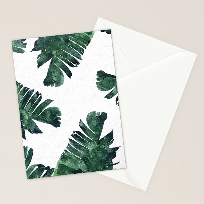 Banana Leaf Watercolor Painting, Tropical Nature Botanical Palm Illustration Bohemian Minimal Luxe Stationery Card Gallery Image 2