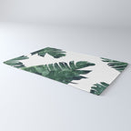 Banana Leaf Watercolor Painting, Tropical Nature Botanical Palm Illustration Bohemian Minimal Luxe Rug Gallery Image 3