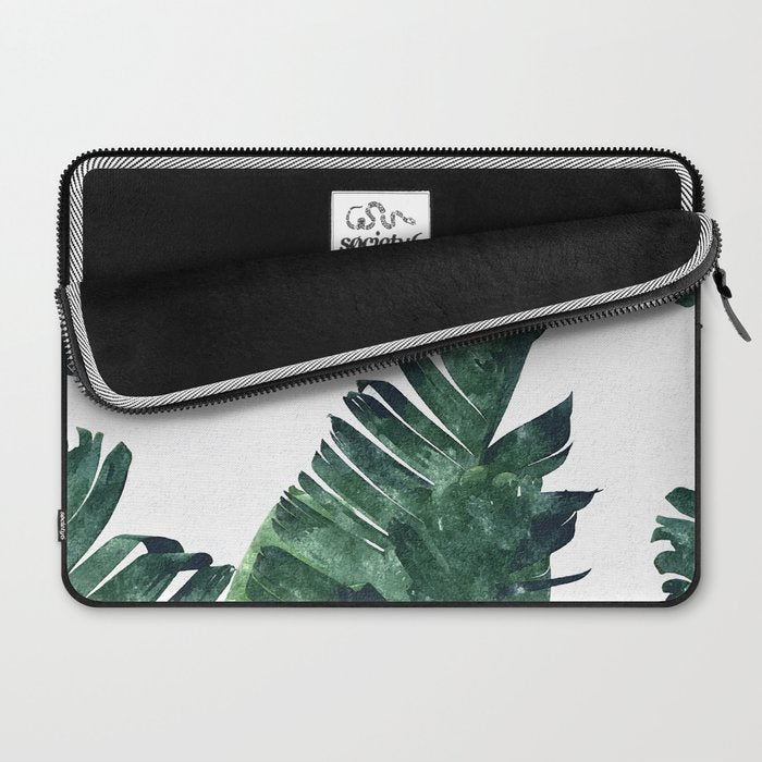 Banana Leaf Watercolor Painting, Tropical Nature Botanical Palm Illustration Bohemian Minimal Luxe Laptop Sleeve Gallery Image 2
