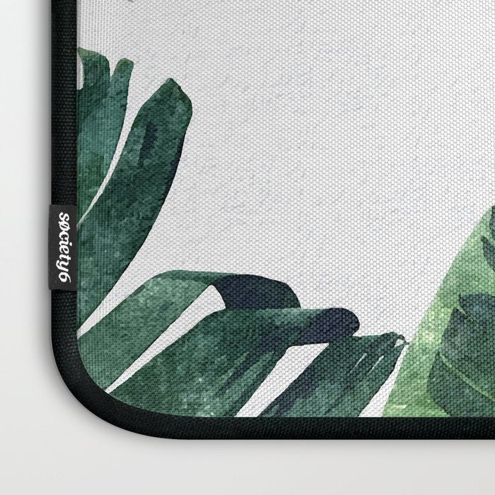 Banana Leaf Watercolor Painting, Tropical Nature Botanical Palm Illustration Bohemian Minimal Luxe Laptop Sleeve Gallery Image 3