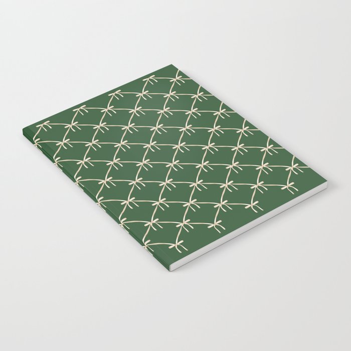 Bows & Ribbons Pattern XXV Dark Forest Green Notebook Gallery Image 1