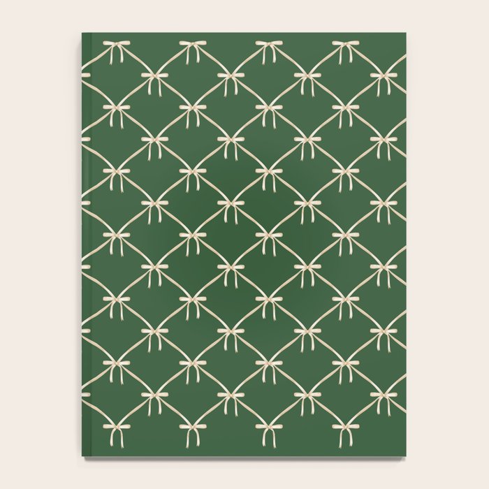 Bows & Ribbons Pattern XXV Dark Forest Green Notebook Gallery Image 4