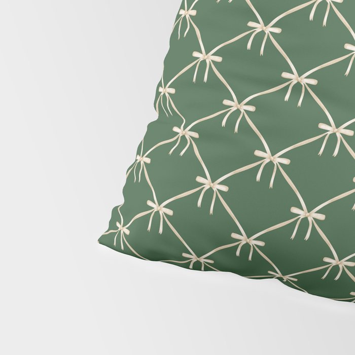 Bows & Ribbons Pattern XXV Dark Forest Green Pillow Sham Gallery Image 4