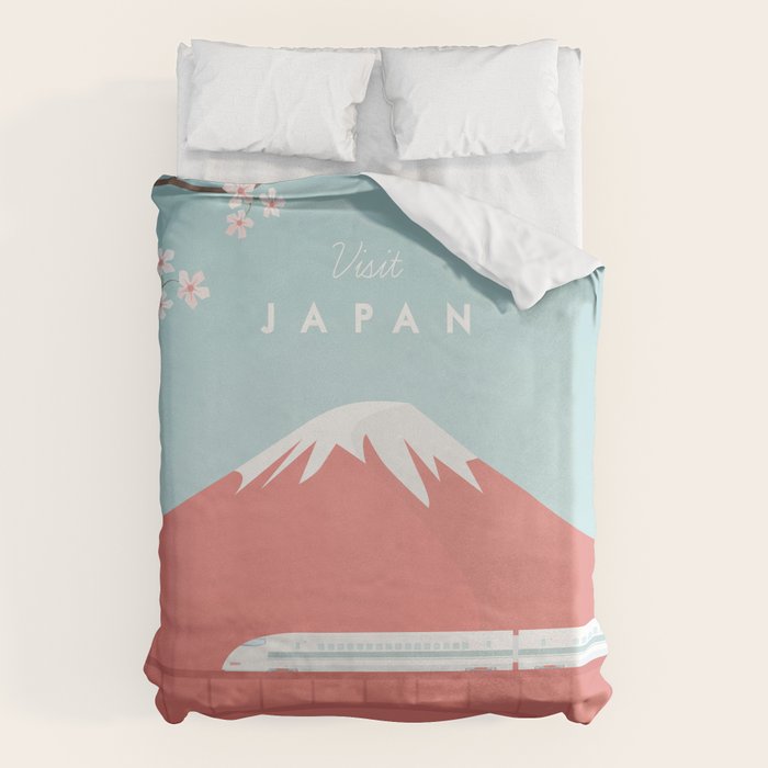 Vintage Japan Travel Poster Duvet Cover Gallery Image 1