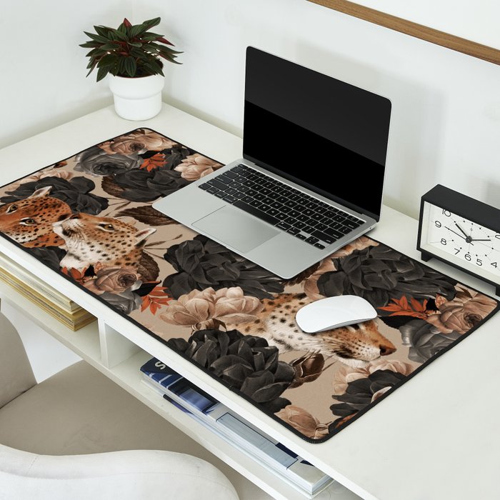 LEOPARD AND FLORAL NIGHT PATTERN Desk Mat Gallery Image 2