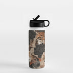 LEOPARD AND FLORAL NIGHT PATTERN Water Bottle Gallery Image 1