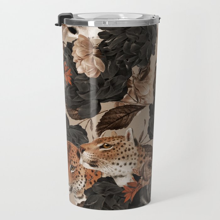 LEOPARD AND FLORAL NIGHT PATTERN Travel Mug Gallery Image 3