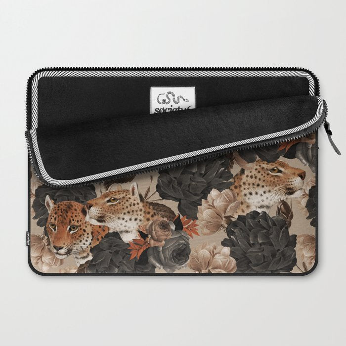LEOPARD AND FLORAL NIGHT PATTERN Laptop Sleeve Gallery Image 2