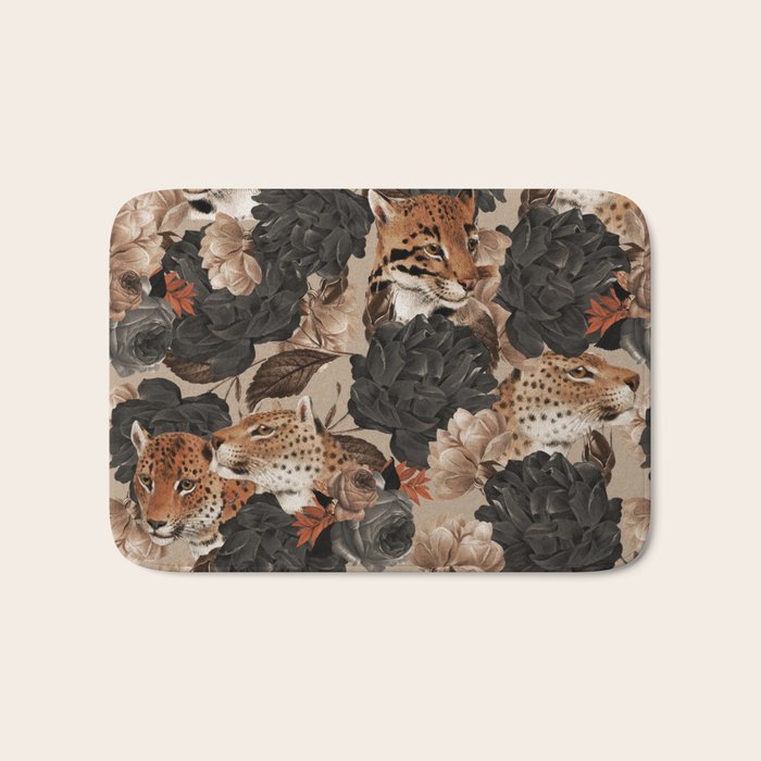 LEOPARD AND FLORAL NIGHT PATTERN Bath Mat Gallery Image 1