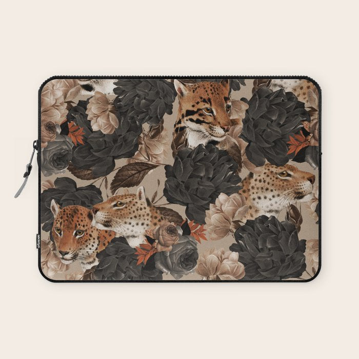 LEOPARD AND FLORAL NIGHT PATTERN Laptop Sleeve Gallery Image 1
