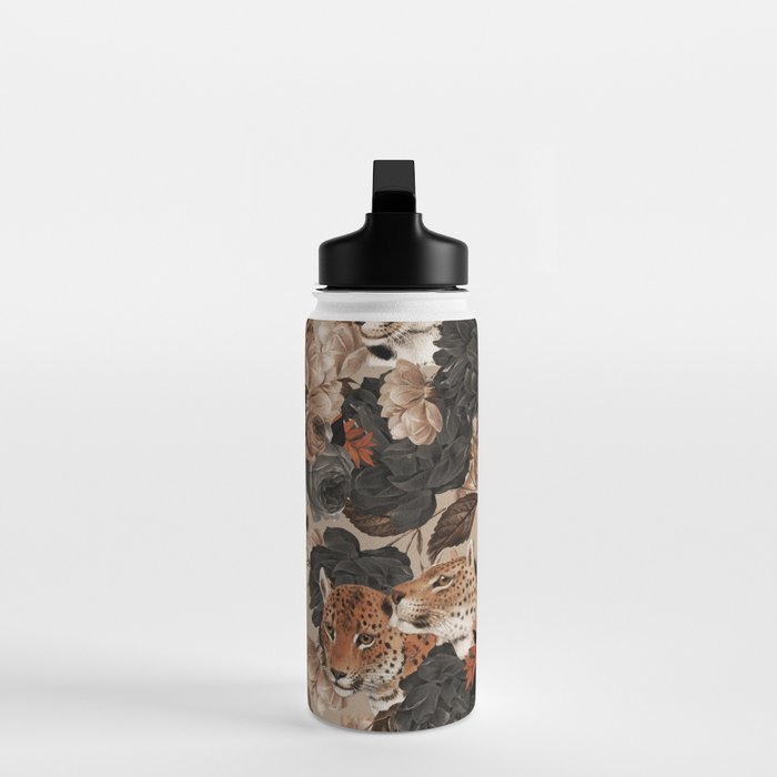 LEOPARD AND FLORAL NIGHT PATTERN Water Bottle Gallery Image 3